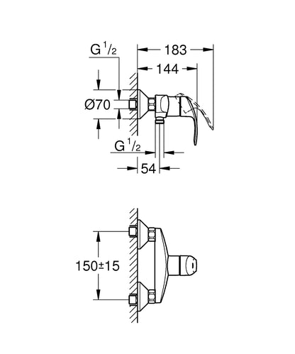 GROHE Eurosmart Einhand-Brausebatterie 33555, Wandmontage (chrom)