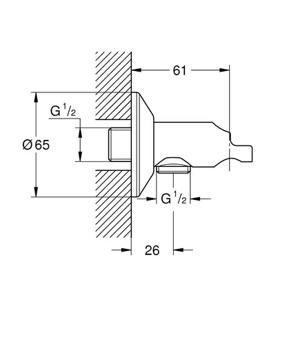 GROHE Absperrventil 26333 mit Wandbrausehalter (chrom)