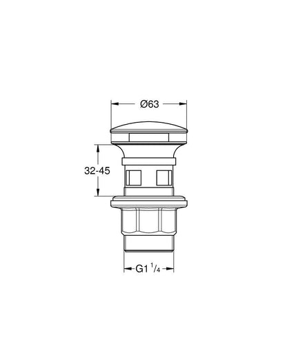 GROHE Druckstopfen-Ablaufgarnitur 102464 für Waschtisch (matte black)