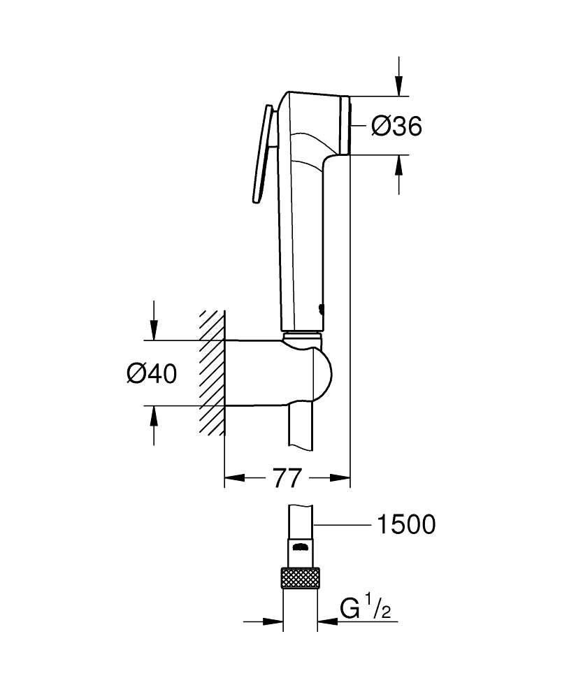 GROHE Tempesta-F Trigger Spray 30 Wandhalterset, Schlauch 1500 mm (chrom)