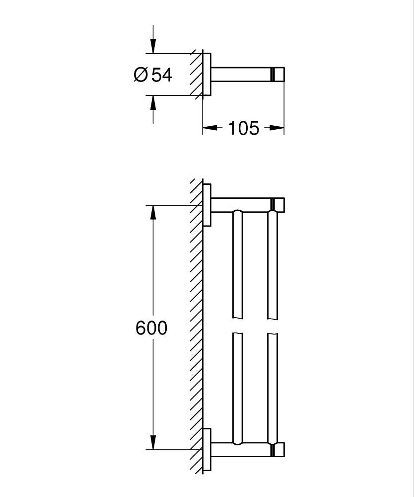 Grohe Essentials Doppel-Badetuchhalter 40802, 654 mm (hard graphite)