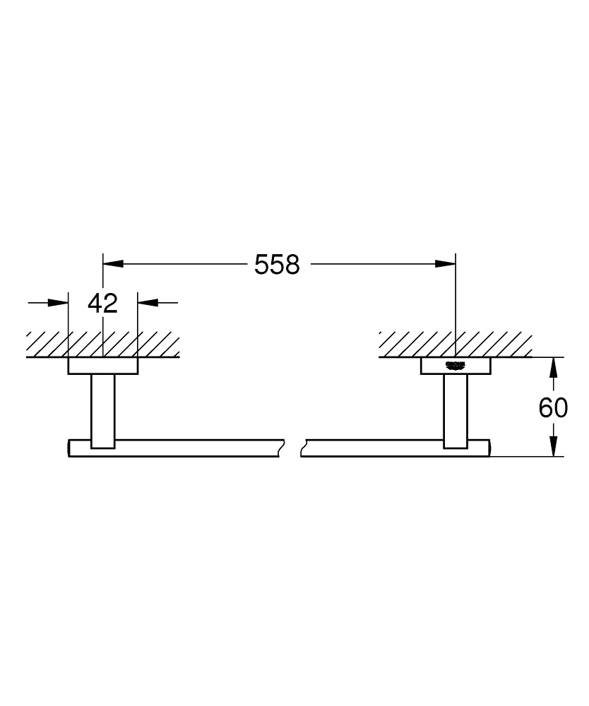 Grohe Essentials Cube Badetuchhalter 40509, 600 mm (hard graphite gebürstet)