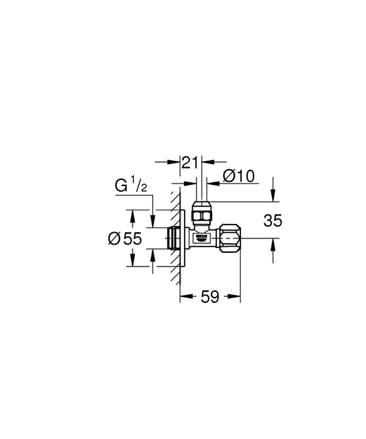 GROHE Eckventil 1/2" x 3/8" selbstdichtend mit Quetschverschraubung 10 mm (chrom)