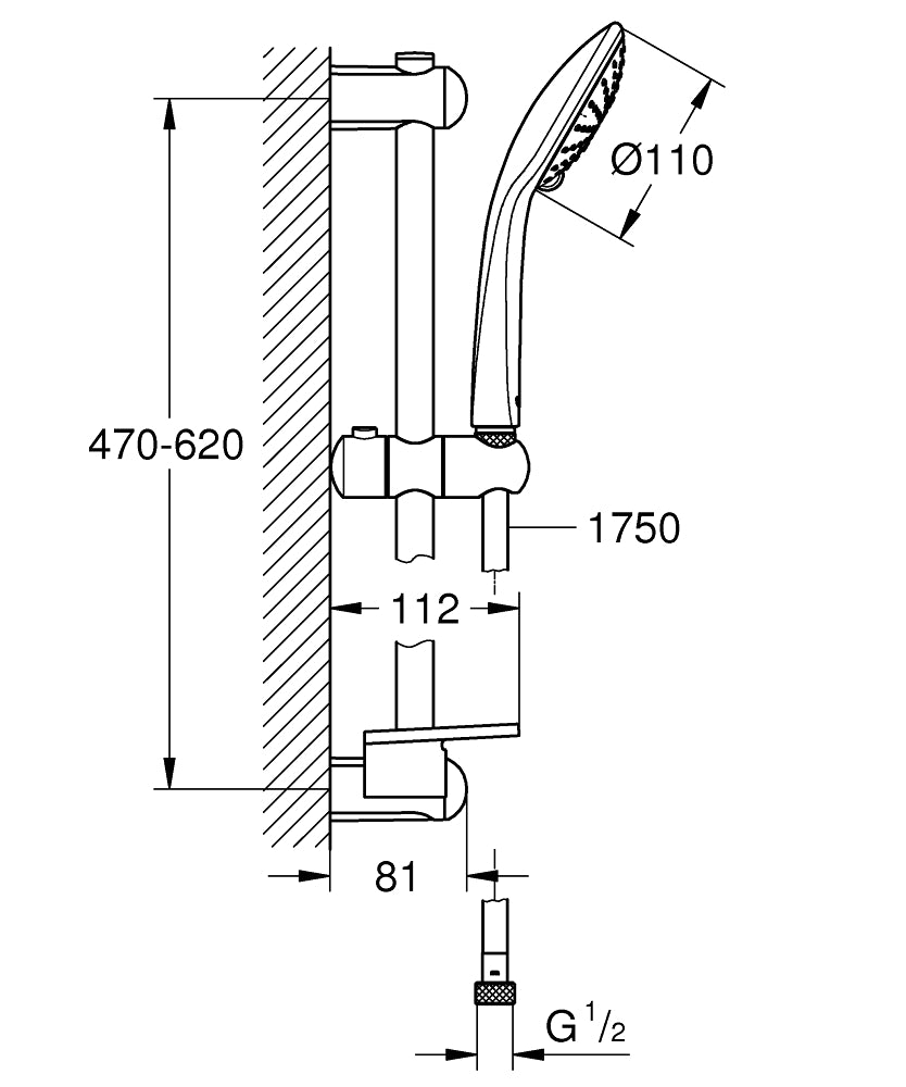 Grohe Euphoria 110 Duo Brausestangenset 600 mm mit Ablage, 16,6 l/min (chrom)