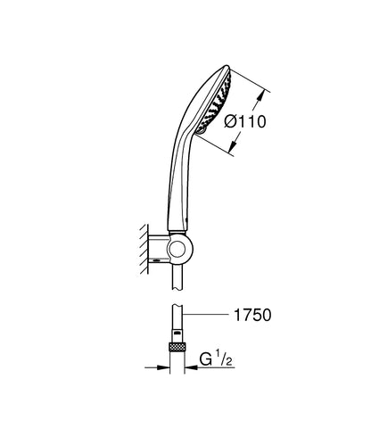 Grohe Euphoria 110 Champagne Wandhalterset, 3 Strahlarten (chrom)