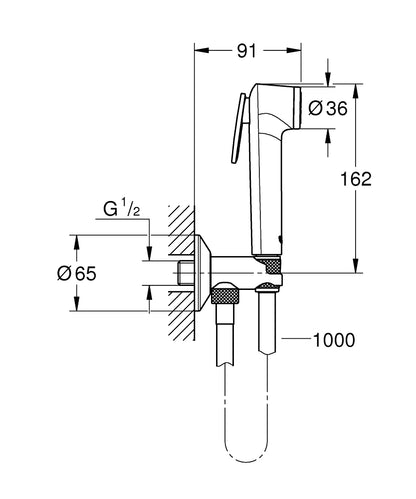 Grohe Tempesta-F Trigger Spray 30 Wandhalterset 26358 mit selbstschließendem Absperrventil, 1 Strahlart (chrom)