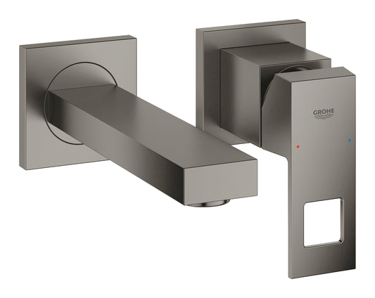 Grohe Eurocube 2-Loch-Waschtischbatterie 19895, Wandmontage, Fertigmontageset, Ausladung 171 mm (hard graphite gebürstet)