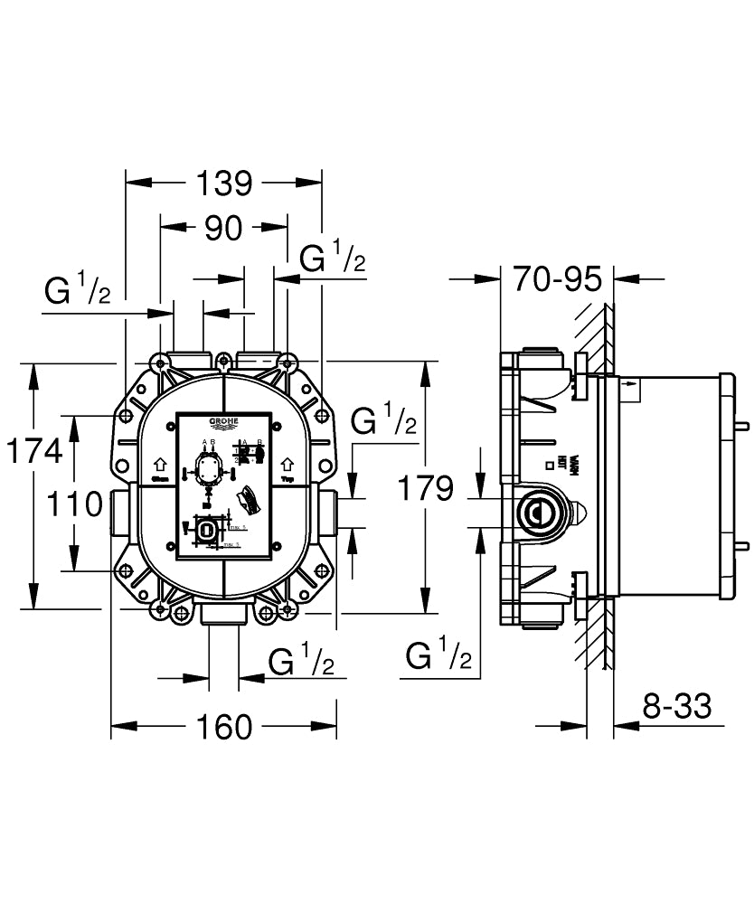 Grohe Rapido T Unterputz-Thermostatbatterie 35500 für Grohtherm Special und Grohtherm F, ohne Fertigmontageteile