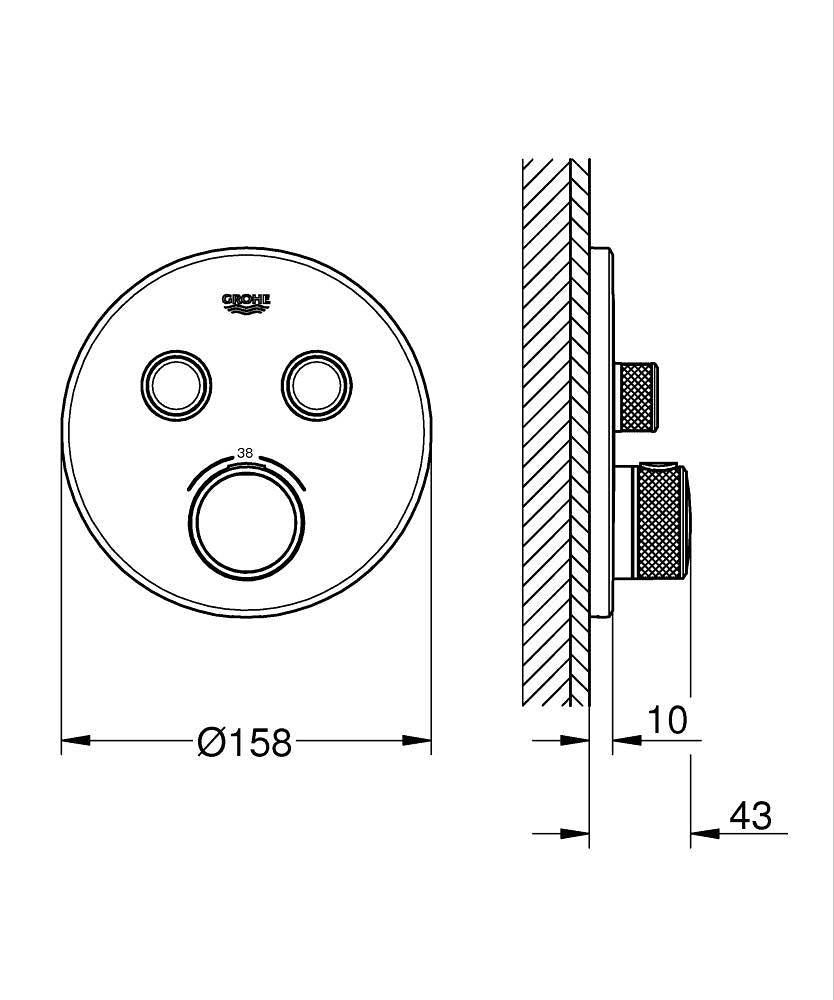 Grohe Grohtherm SmartControl Unterputz-Thermostat mit 2 Absperrventilen 29119, Fertigmontageset für Rapido SmartBox, rund (cool sunrise gebürstet)