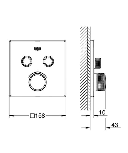 GROHE Grohtherm SmartControl Unterputz-Thermostat mit 2 Absperrventilen