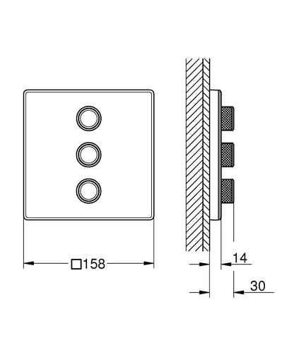 Grohe Grohtherm SmartControl 3-fach Unterputzventil 29158, Fertigmontageset für Rapido SmartBox, eckig (moon white)