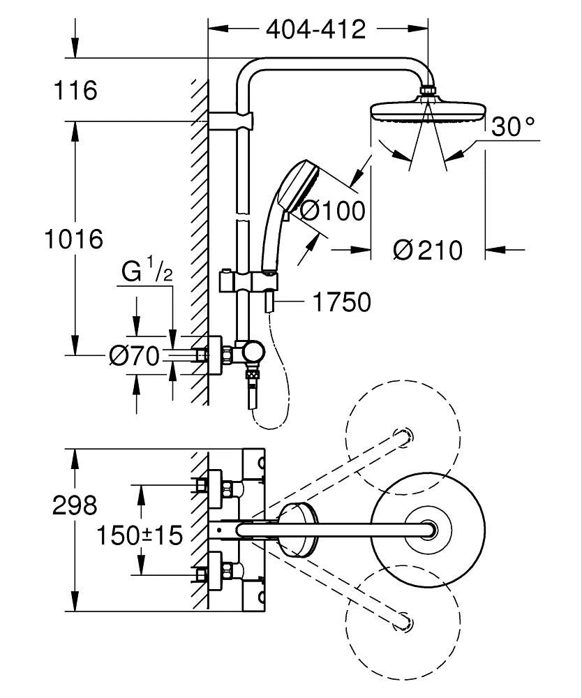GROHE Tempesta Cosmopolitan 210 Duschsystem mit Thermostat (chrom)