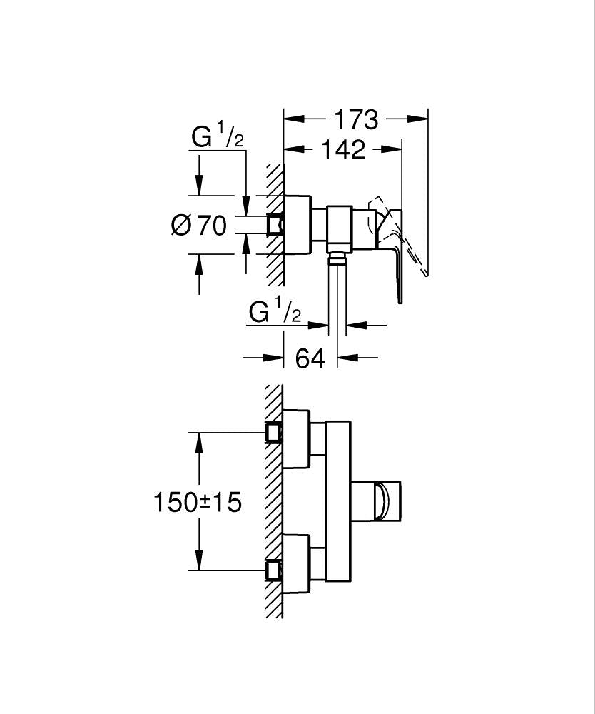 Grohe Lineare Einhand-Brausebatterie 33865, Wandmontage (cool sunrise gebürstet)