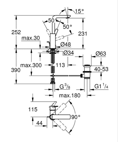Grohe Lineare Einhand-Waschtischbatterie 23296, L-Size (warm sunset gebürstet)
