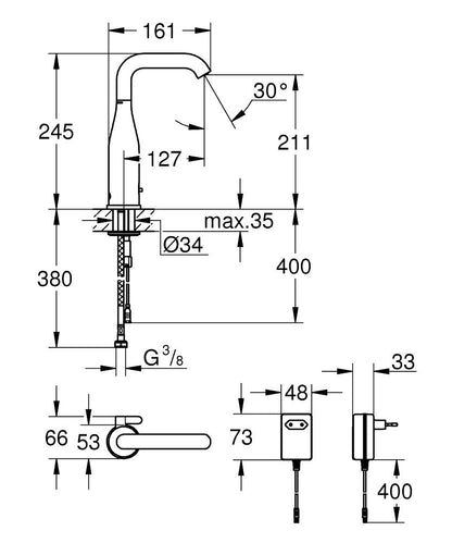 Grohe Essence E Infrarot-Elektronik für Waschtisch 36444 mit Mischung, 230 V (chrom)