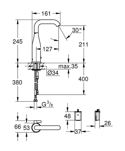 Grohe Essence E Infrarot-Elektronik für Waschtisch 36445 mit Mischung, 6 V Batterie (cool sunrise)