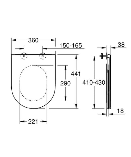 GROHE Bau Keramik WC-Sitz 39913000 Slim mit Soft Close und Deckel, für Bau Keramik WC 39 910 000 (alpinweiß)