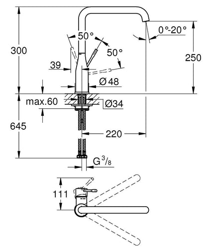 Grohe Essence Einhand-Spültischbatterie 30505 mit schwenkbarem Rohrauslauf (phantom black)