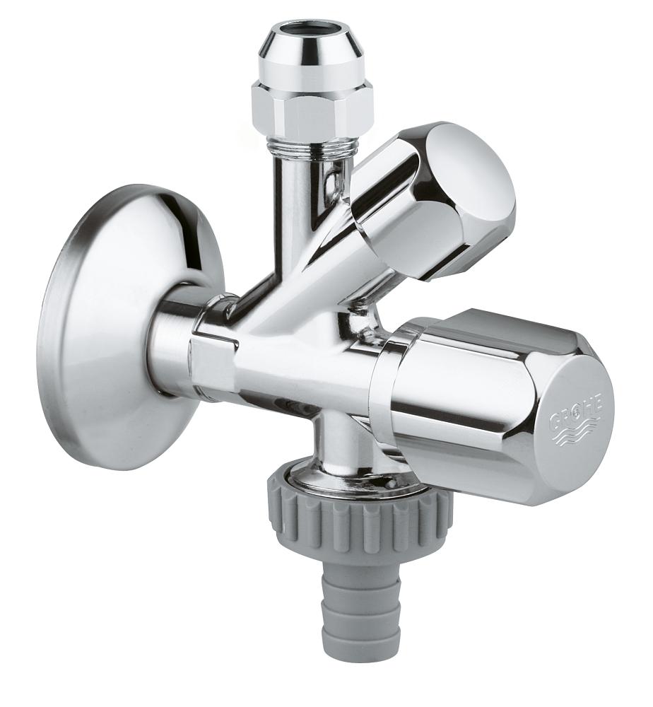 GROHE Kombi-Eckventil 22036 1/2" x 3/8" x 3/4" selbstdichtend (chrom)