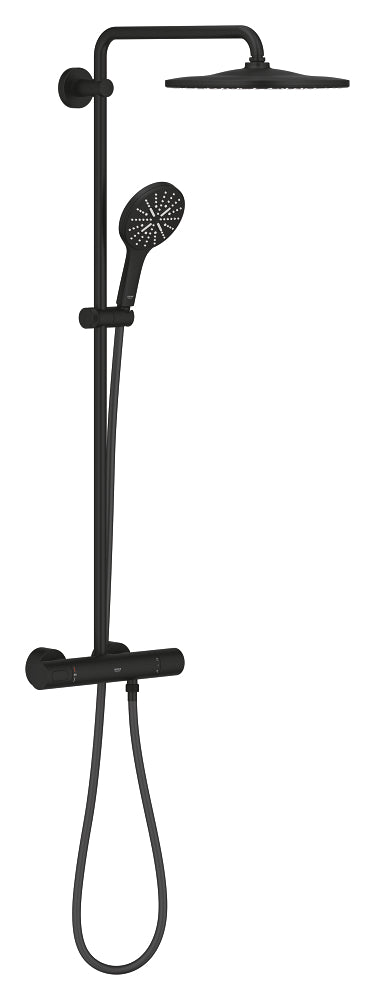 Grohe Rainshower SmartActive 310 Duschsystem 22119 mit Thermostatbatterie und Kopfbrause Rainshower Mono 310 (phantom black)