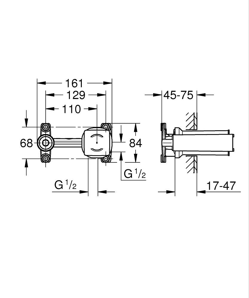 Grohe Einhand-Unterputz-Universal-Einbaukörper 23200003 für 2-Loch-Waschtischbatterien, mit Dichtmanschette
