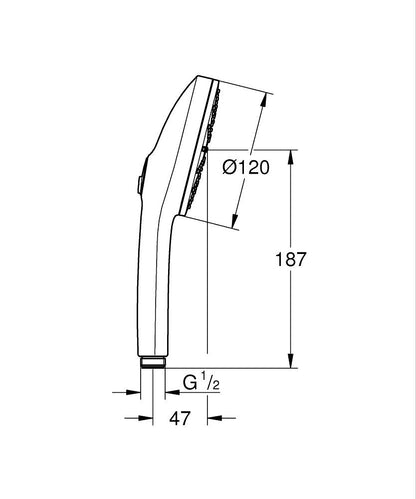 GROHE Euphoria 120 Handbrause 134883, 3 Strahlarten, 5,2 l/min (matt black)