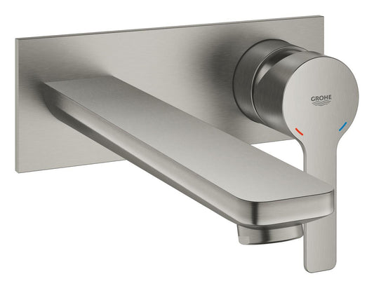Grohe Lineare 2-Loch-Waschtischbatterie 23444, Wandmontage, Fertigmontageset, Ausladung 207 mm (supersteel)