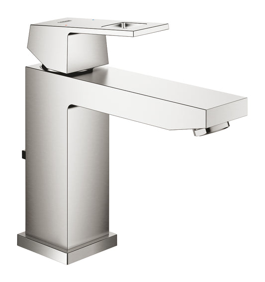 Grohe Eurocube Einhand-Waschtischbatterie 23445, M-Size, mit Zugstangen-Ablaufgarnitur (supersteel)