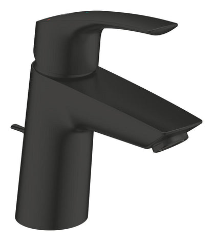 Grohe Eurosmart Einhand-Waschtischbatterie 23969, S-Size, geneigte Version, Mittelstellung kalt, mit Zugstangen-Ablaufgarnitur (matt black)