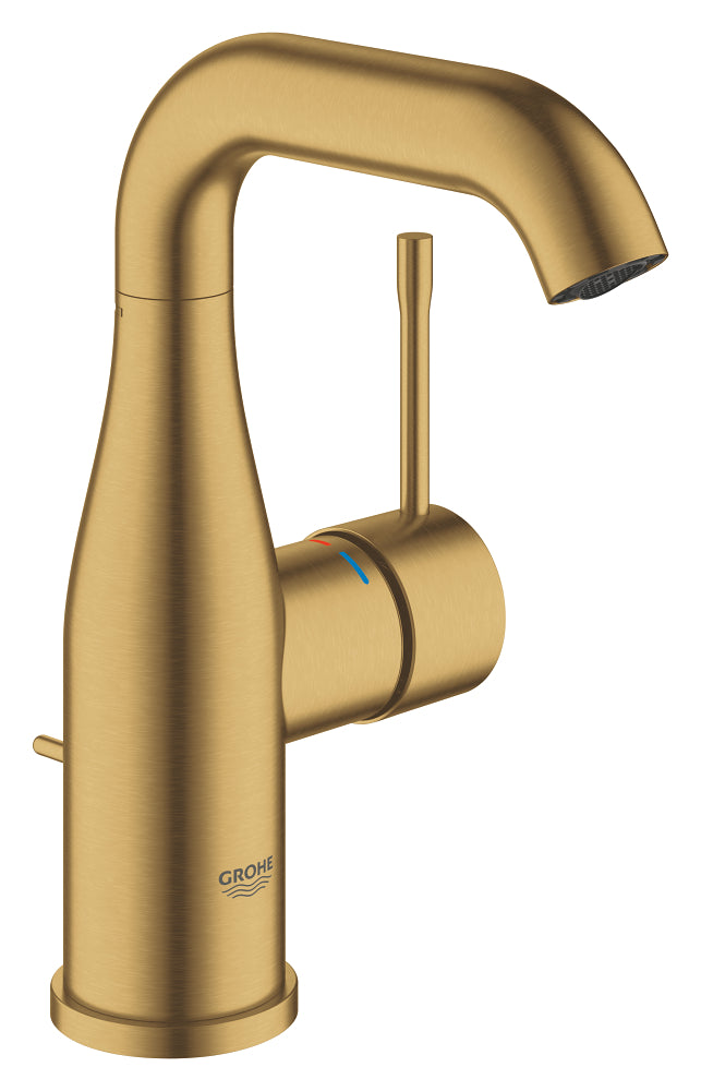 Grohe Essence Einhand-Waschtischbatterie 24173, M-Size, U-Auslauf, mit Zugstangen-Ablaufgarnitur (cool sunrise gebürstet)