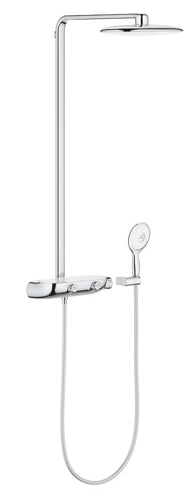 Grohe Rainshower System SmartControl 360 Mono Duschsystem 26361 mit Thermostatbatterie für die Wandmontage (chrom/moon white)