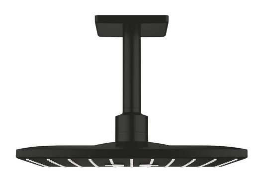 Grohe Rainshower SmartActive 310 Cube Kopfbrause-Set 26481, Deckenauslass 142 mm, 2 Strahlarten (matt black)