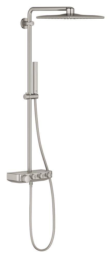 Grohe Euphoria SmartControl System 310 Cube Duo Duschsystem 26508 mit Thermostatbatterie für die Wandmontage (supersteel)