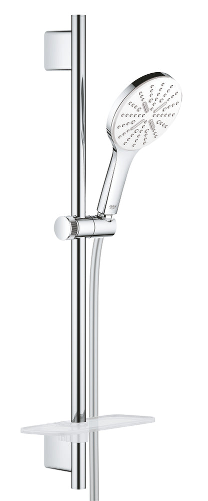 Grohe Rainshower SmartActive 130 Brausestangenset 26577, 600 mm, 3 Strahlarten, 8,5 l/min (moon white/chrom)