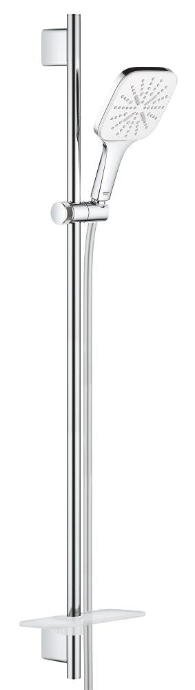 Grohe Rainshower SmartActive 130 Cube Brausestangenset 26587, 900 mm, 3 Strahlarten, 8,5 l/min (moon white/chrom)
