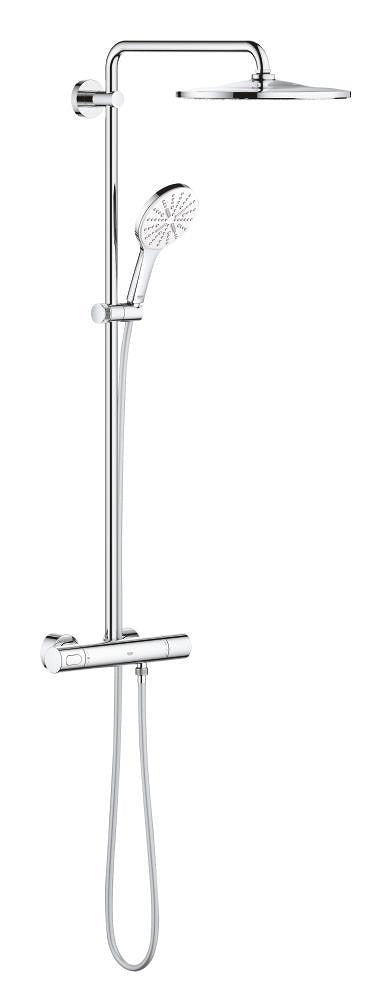 Grohe Rainshower SmartActive 310 Duschsystem 26647 mit Thermostatbatterie und Kopfbrause Rainshower Mono 310 (chrom/moon white)