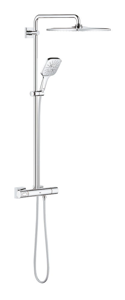 Grohe Rainshower SmartActive 310 Duschsystem 26649 mit Thermostatbatterie und Kopfbrause Rainshower Mono 310 Cube (chrom)