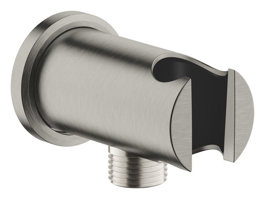 GROHE Rainshower Wandanschlussbogen 26658 mit Wandbrausehalter, runde Rosette (supersteel)