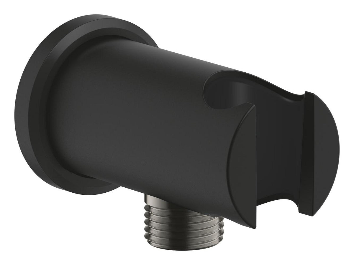 GROHE Rainshower Wandanschlussbogen 26658 mit Wandbrausehalter, runde Rosette (phantom black)