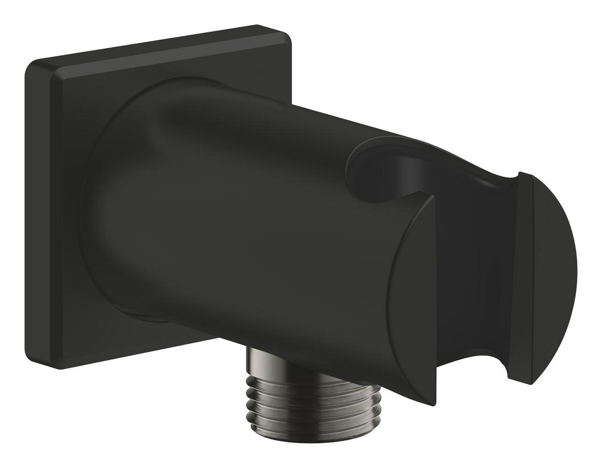 GROHE Rainshower Wandanschlussbogen 26659 mit Wandbrausehalter, eckige Rosette (matt black)