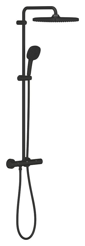 Grohe Tempesta System 250 Cube Duschsystem 26689 mit Thermostatbatterie für die Wandmontage (matt black)