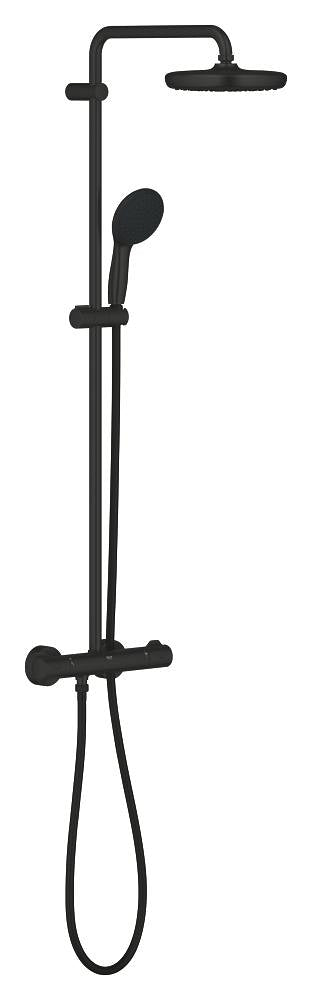 Grohe Tempesta System 210 Duschsystem 26811 mit Thermostatbatterie für die Wandmontage (matt black)