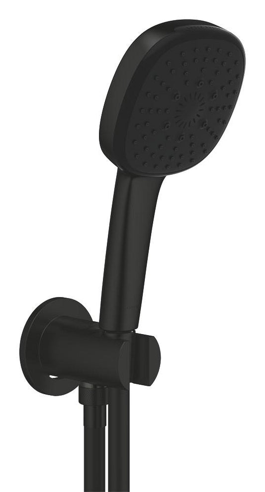 GROHE Tempesta Cube 110 Wandhalterset 26910, 3 Strahlarten, 7,4 l/min, mit Wandanschlussbogen (matt black)