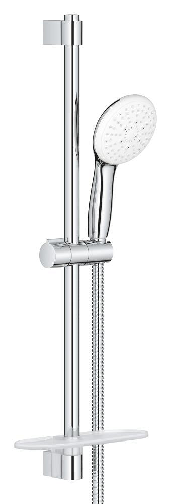 GROHE Tempesta 110 Brausestangenset 26918, 600 mm, 3 Strahlarten, 7,4 l/min, Metallschlauch, mit Ablage (chrom)