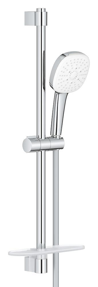 GROHE Tempesta Cube 110 Brausestangenset 27576, 600 mm, 3 Strahlarten, 7,4 l/min, mit Ablage (chrom)