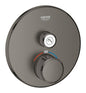 Grohe Grohtherm SmartControl Unterputz-Thermostat mit 1 Absperrventil 29118, Fertigmontageset für Rapido SmartBox, rund (hard graphite gebürstet)