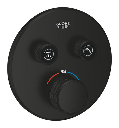 Grohe Grohtherm SmartControl Unterputz-Thermostat mit 2 Absperrventilen 29119, Fertigmontageset für Rapido SmartBox, rund (matt black)