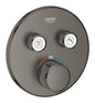 Grohe Grohtherm SmartControl Unterputz-Thermostat mit 2 Absperrventilen 29119, Fertigmontageset für Rapido SmartBox, rund (hard graphite gebürstet)