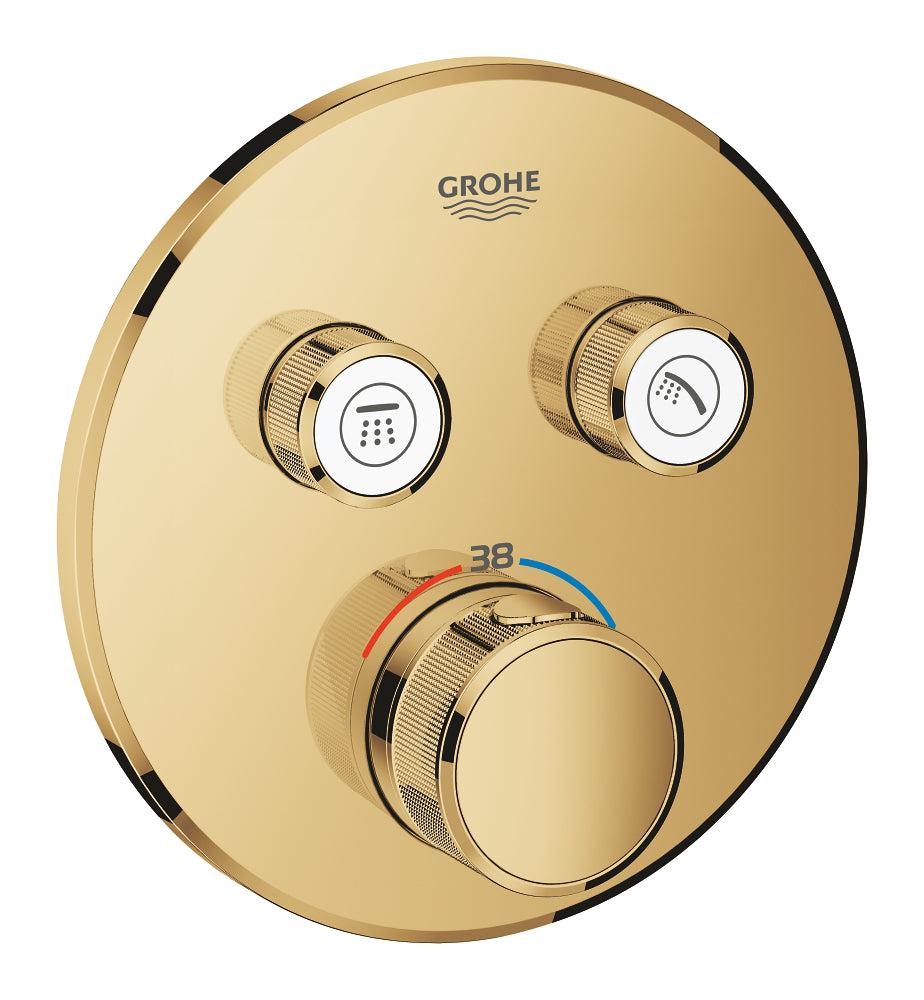 Grohe Grohtherm SmartControl Unterputz-Thermostat mit 2 Absperrventilen 29119, Fertigmontageset für Rapido SmartBox, rund (cool sunrise)