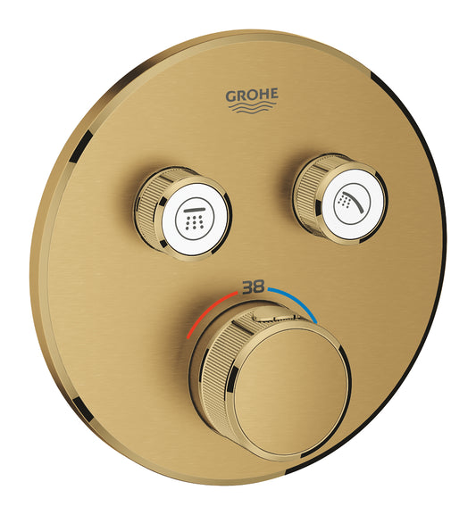 Grohe Grohtherm SmartControl Unterputz-Thermostat mit 2 Absperrventilen 29119, Fertigmontageset für Rapido SmartBox, rund (cool sunrise gebürstet)